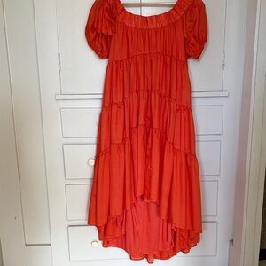 Anthropologie Orange High Low Dress